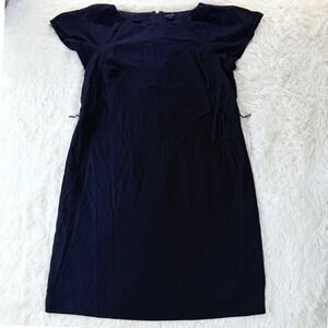 Ann Taylor Black Linen Blend Dress Size 10 Short Sleeve Classic Office Chic Corp